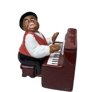 Ragtime Piano Man Salt & Pepper Shaker Set Vintage 1996 Clay Art Jazz Musician